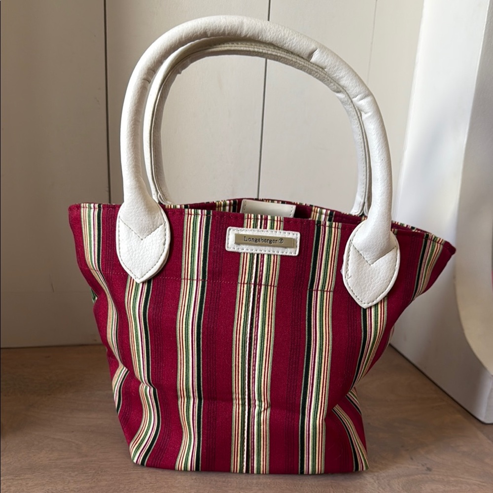 NEW! Longaberger Red Striped Petite Fabric Tote (2007)